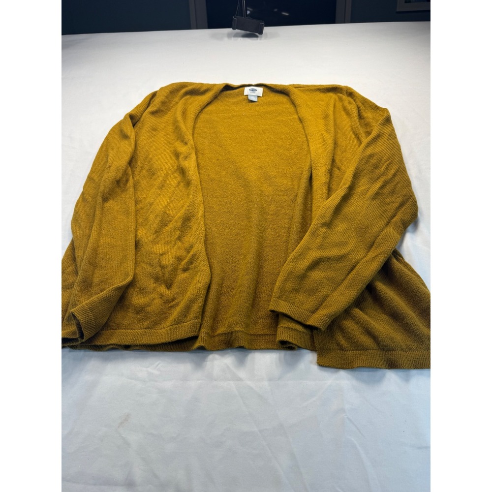 Old Navy Womens XXL Open Front Cardigan Sweater Mustard Yellow Gold Knit Top - Picture 2 of 4